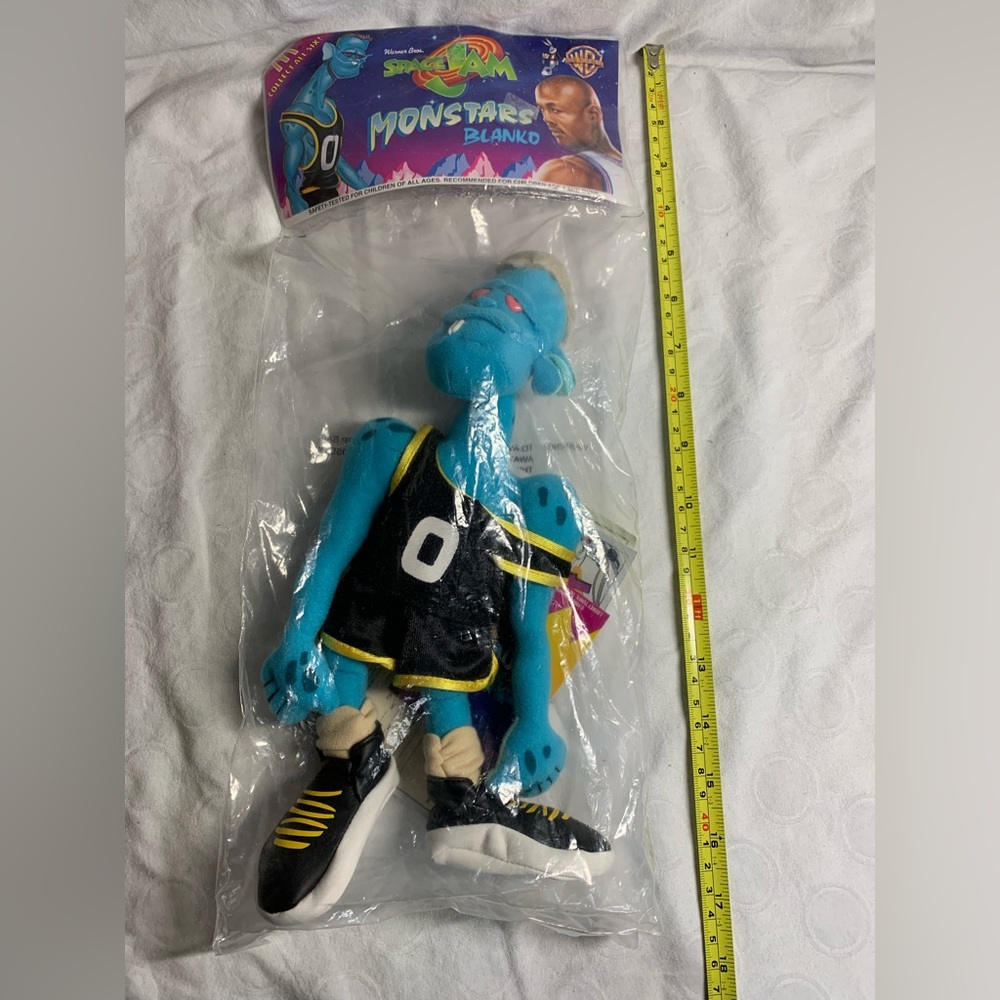 NIP Vintage McDonald’s Space Jam Monstars Blanko Plush Blue Jordan Warner Bros - Picture 2 of 5